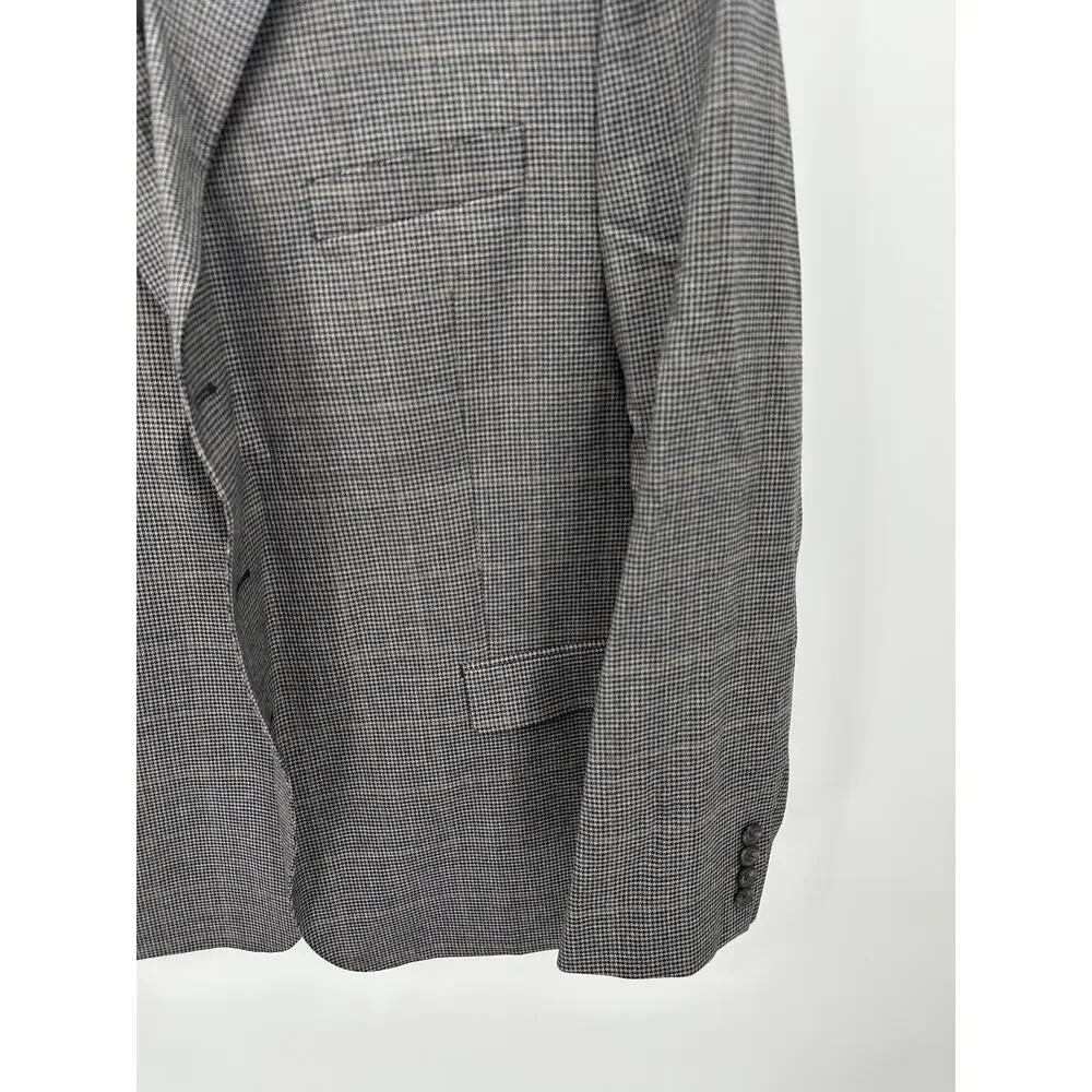 Lauren Ralph Lauren Suit Jacket Men 46R Grey Black‎ 100% Wool Two Button Notch